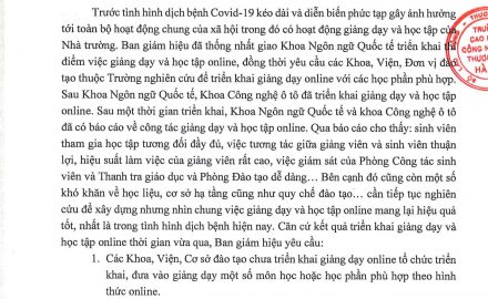 Triển khai giảng dạy và học tập theo hình thức online